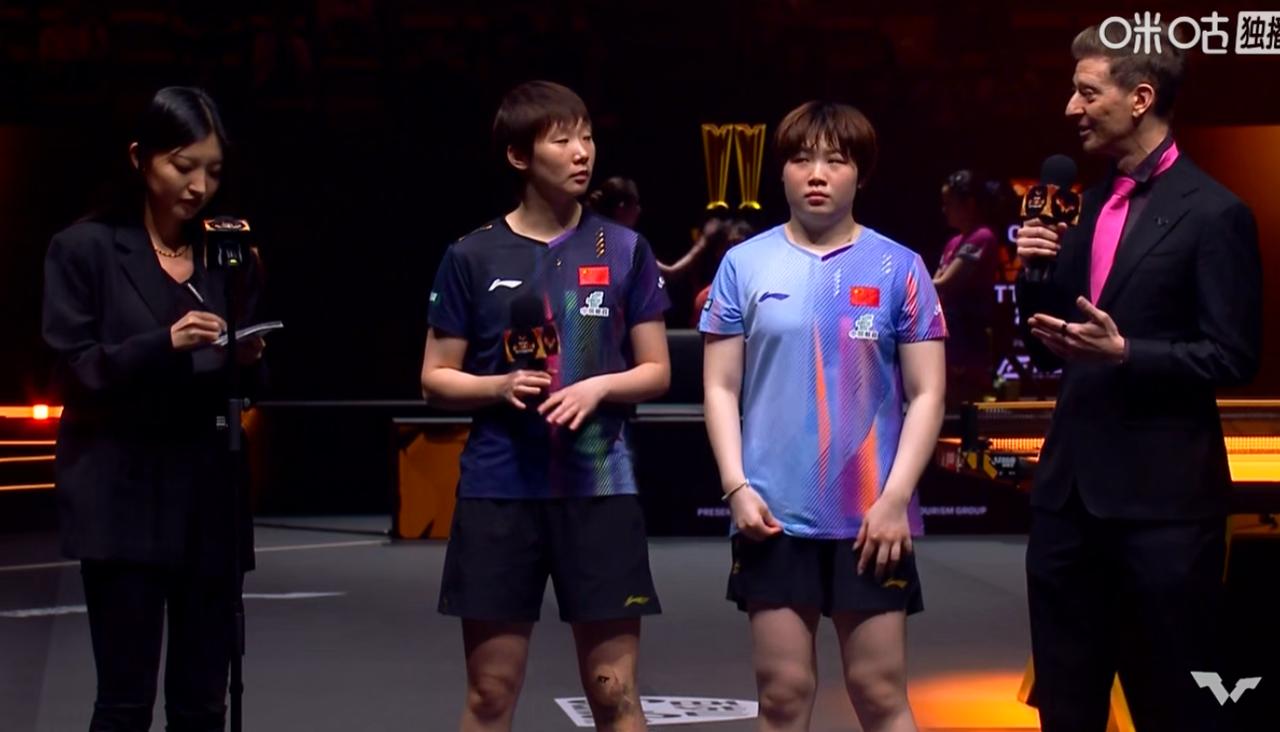 双曼组合3-1战胜早田/美和拿到女双冠军后，采访时蒯曼说出了取胜的关键，主持