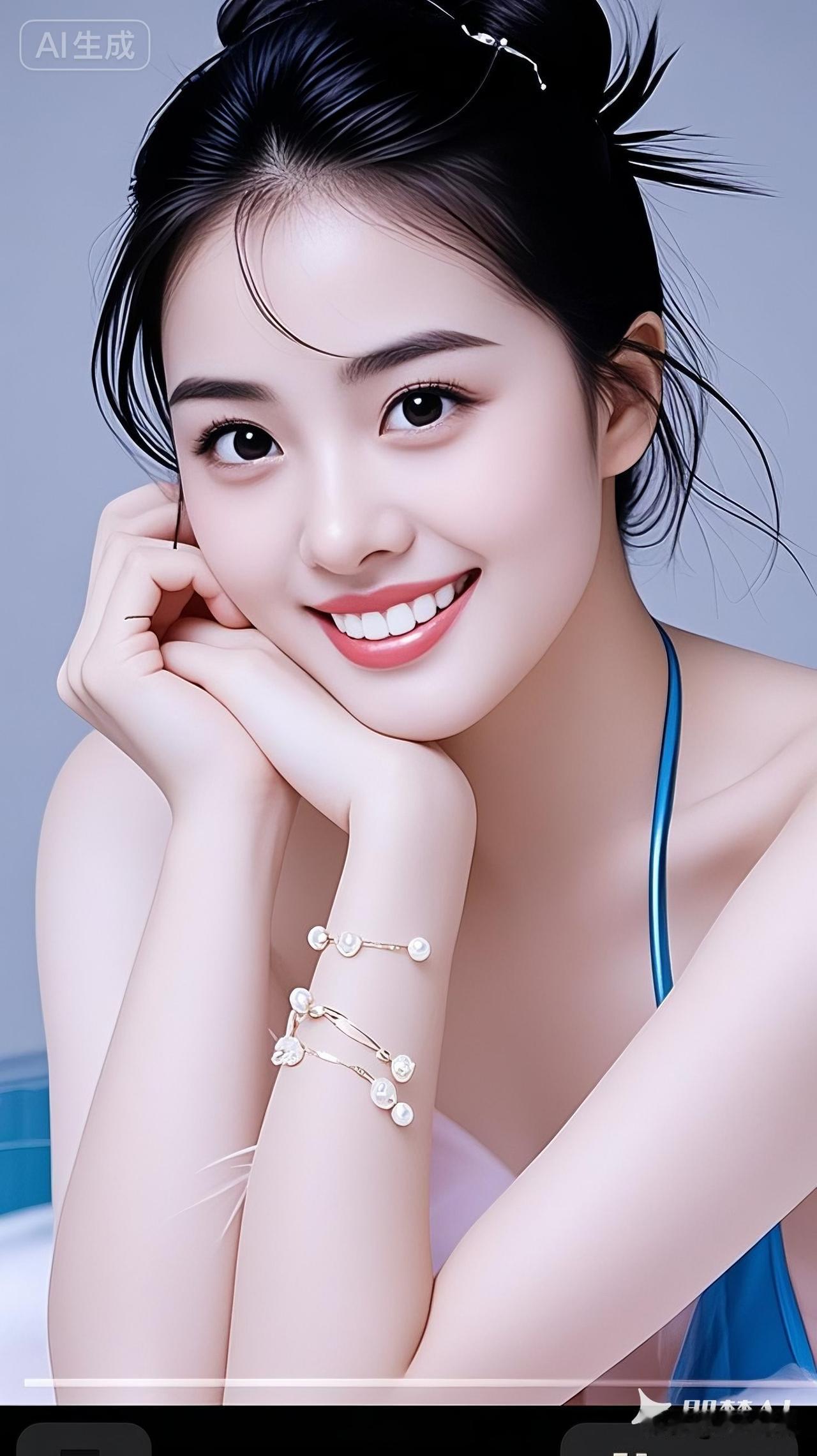 谁能拒绝甜美笑容和珍珠手链带来的少女心啊！之前我逛街看到一条珍珠手链，圆润的珍珠