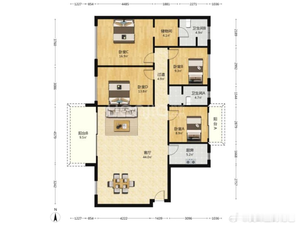 这种4房才舒服，搞那些MINI飘窗4房，不知道咋想的，有点快餐文化的意思，觉得客