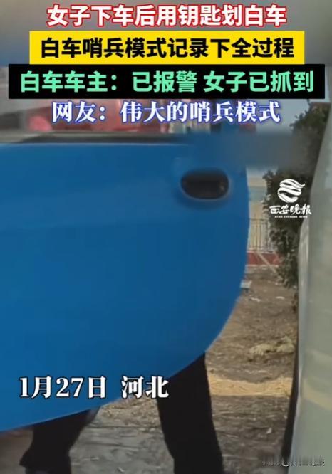 以前是举头三尺有神明，现在是举头三尺有监控！河北，一辆白轿车停在车位，车身洁白如