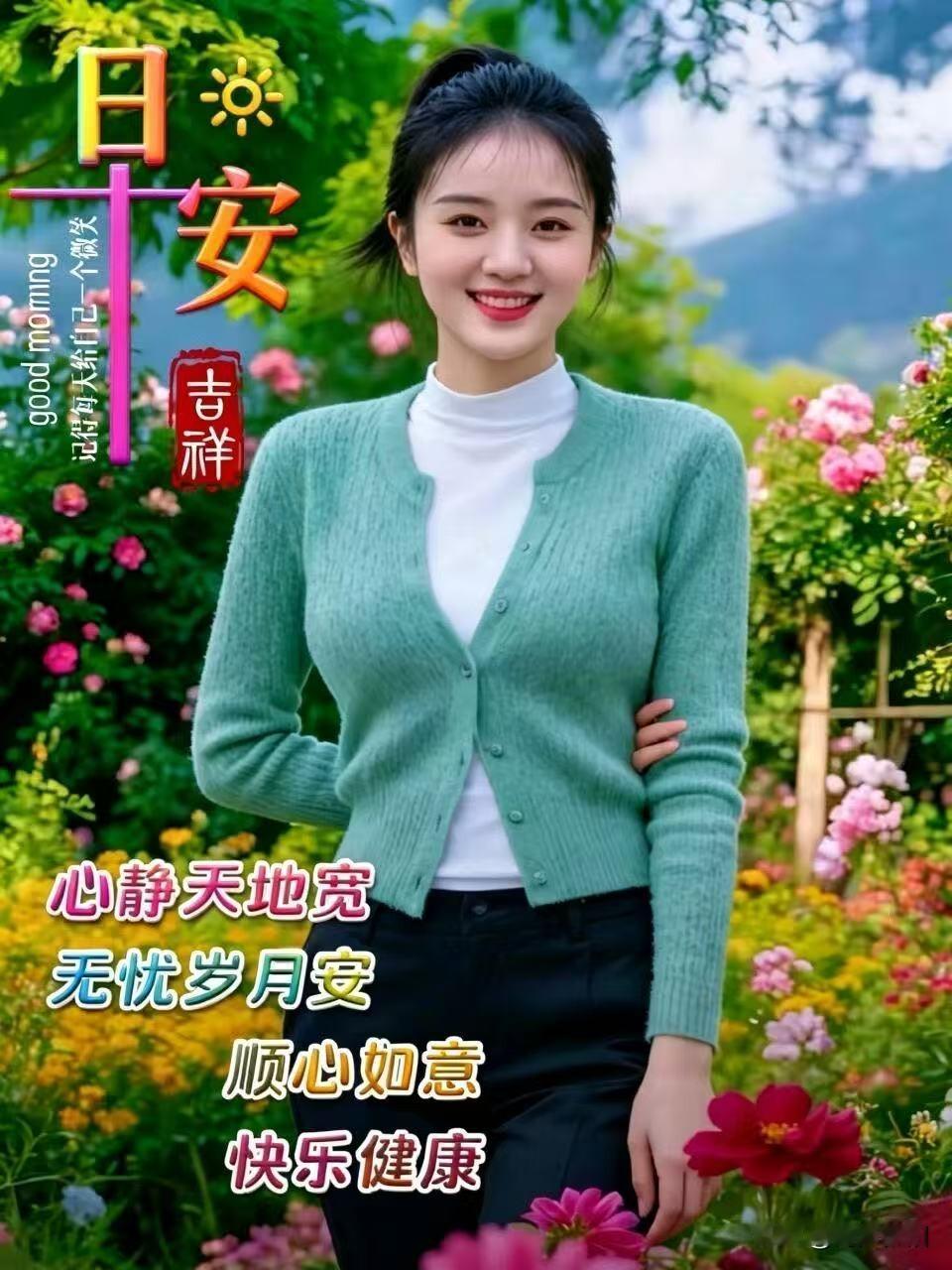 《一剪梅·晨问寄情》春风不语润千芳，问候轻藏，情意绵长。惜君常以乐心