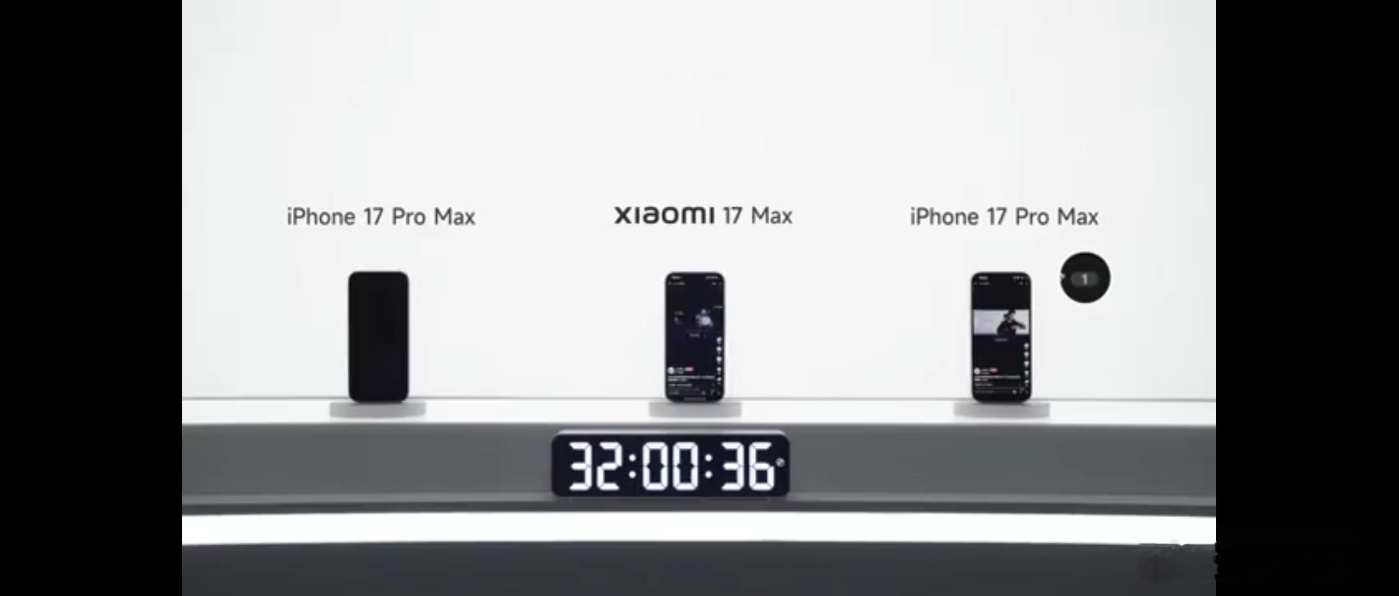 小米17Max续航实测超两台iPhone厉害了，竟然比两台iPhone续航还长。