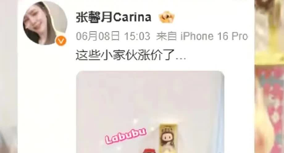 林峯老婆张馨月发文，labubu涨价了。她总想证明她很有钱，但是总露怯。总是给人