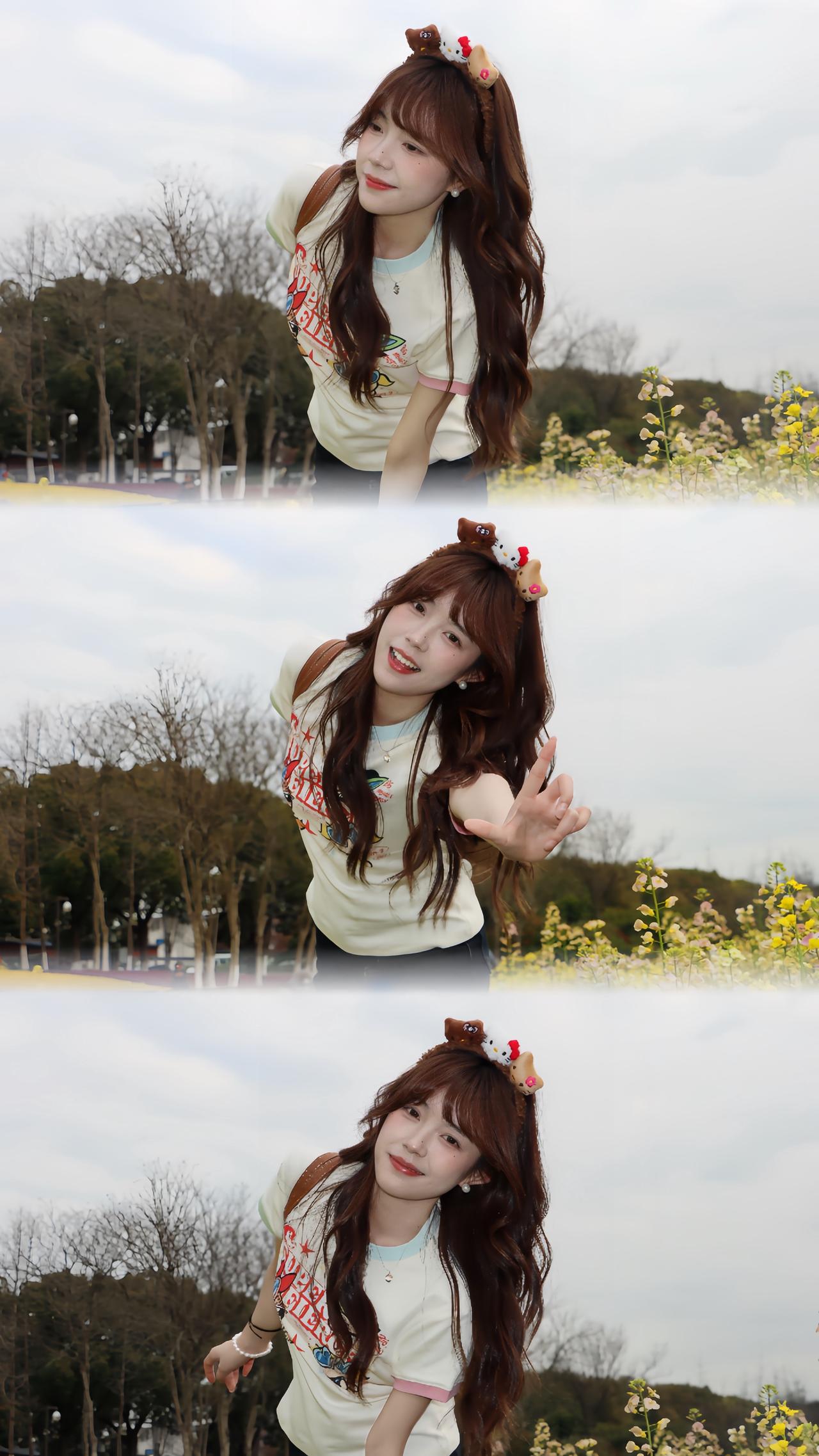 早春甜美穿搭：玩偶发箍➕卡通短袖➕微喇牛仔裤尝试一下休闲可爱风甜美穿搭我的