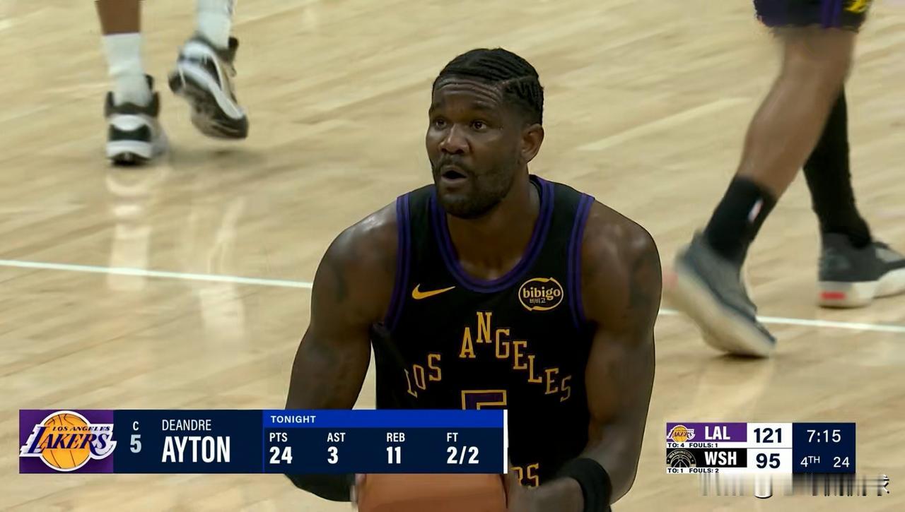 湖人当家中锋艾顿真是太硬气了！在今天湖人客场以142：111大胜奇才的比赛中，艾