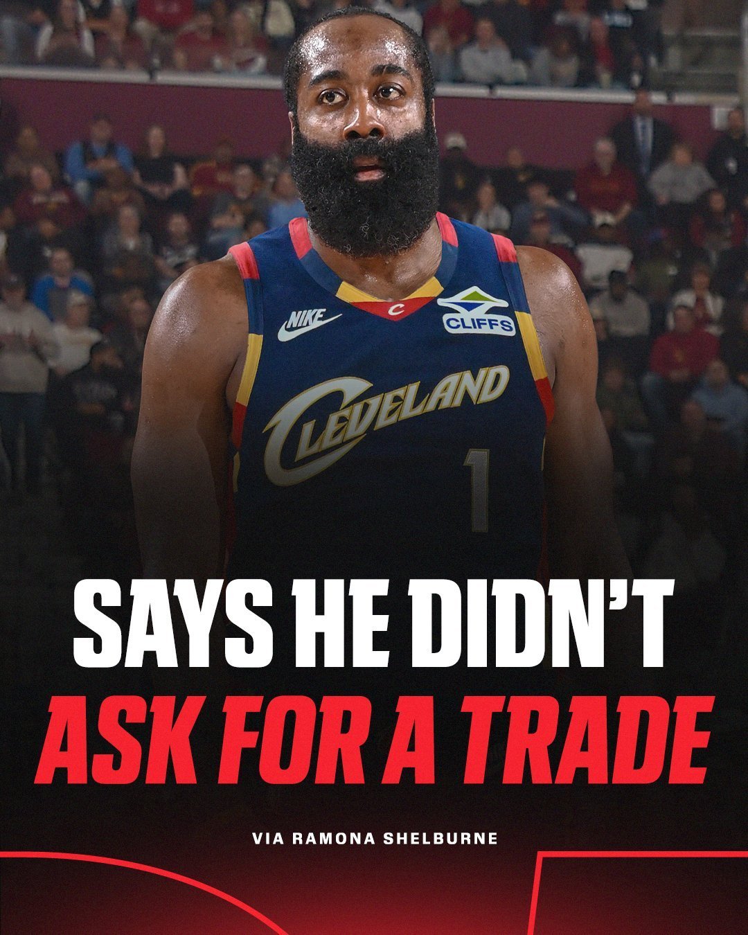 哈登加盟骑士骑士哈登ESPN资深记者RamonaShelburne发布了哈登