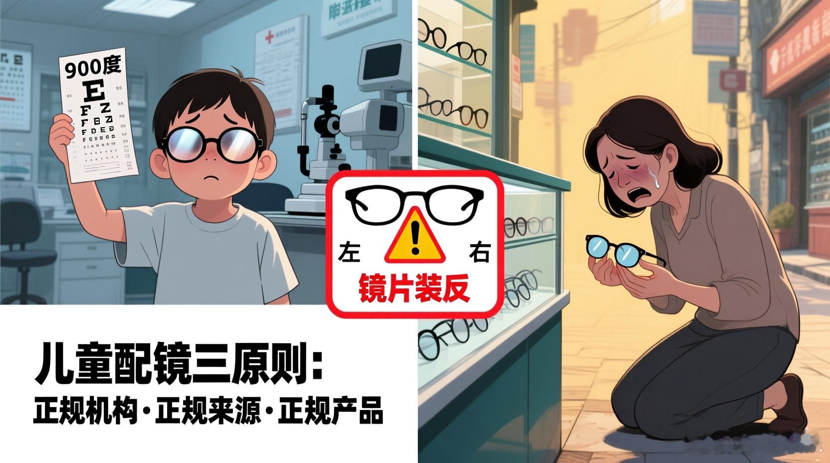 镜片装反孩子暴涨到900度妈妈崩溃度数涨到900度才发现镜片反了孩子近视涨到90