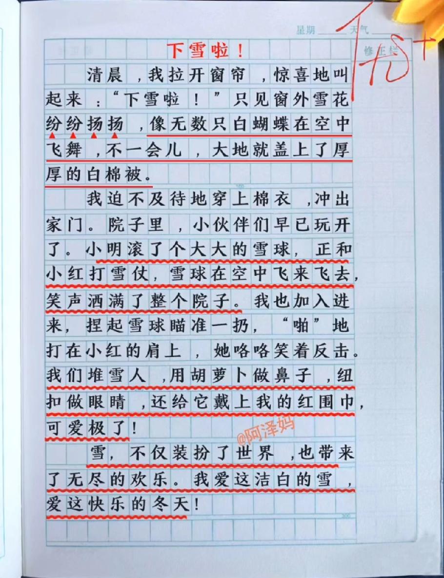 小学生满分作文《下雪啦》火了！文笔太惊艳，你家娃能写出这水平吗？