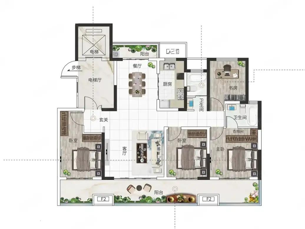 空间是时间的容器，这户型，就是把时间酿成了酒，越品越醇。电梯入户，私梯专享