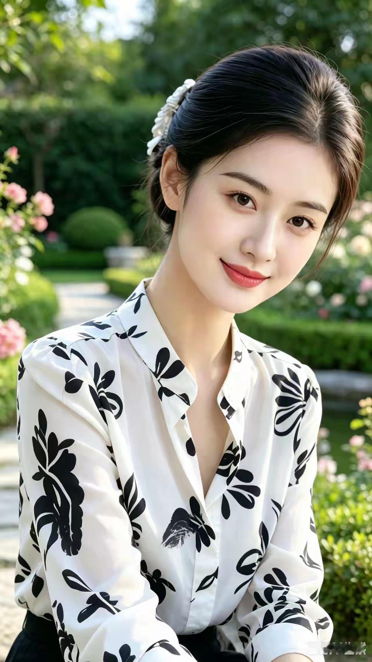 这姑娘在花园里穿得真漂亮。