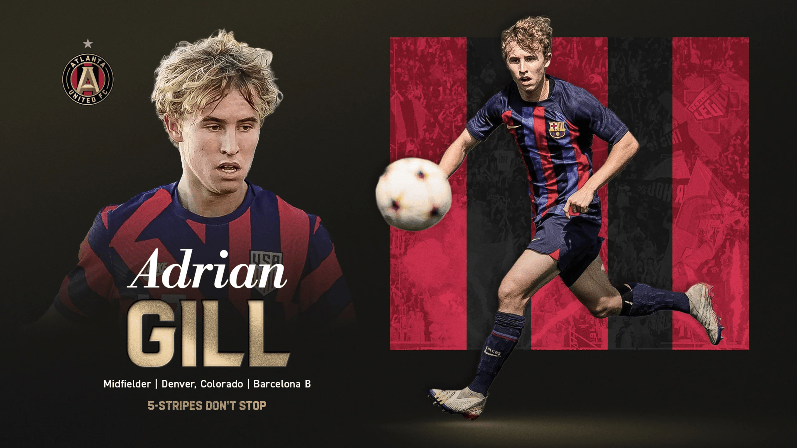 亚特兰大联官方: 巴萨20岁中场吉尔加盟球队, 签约至2027年