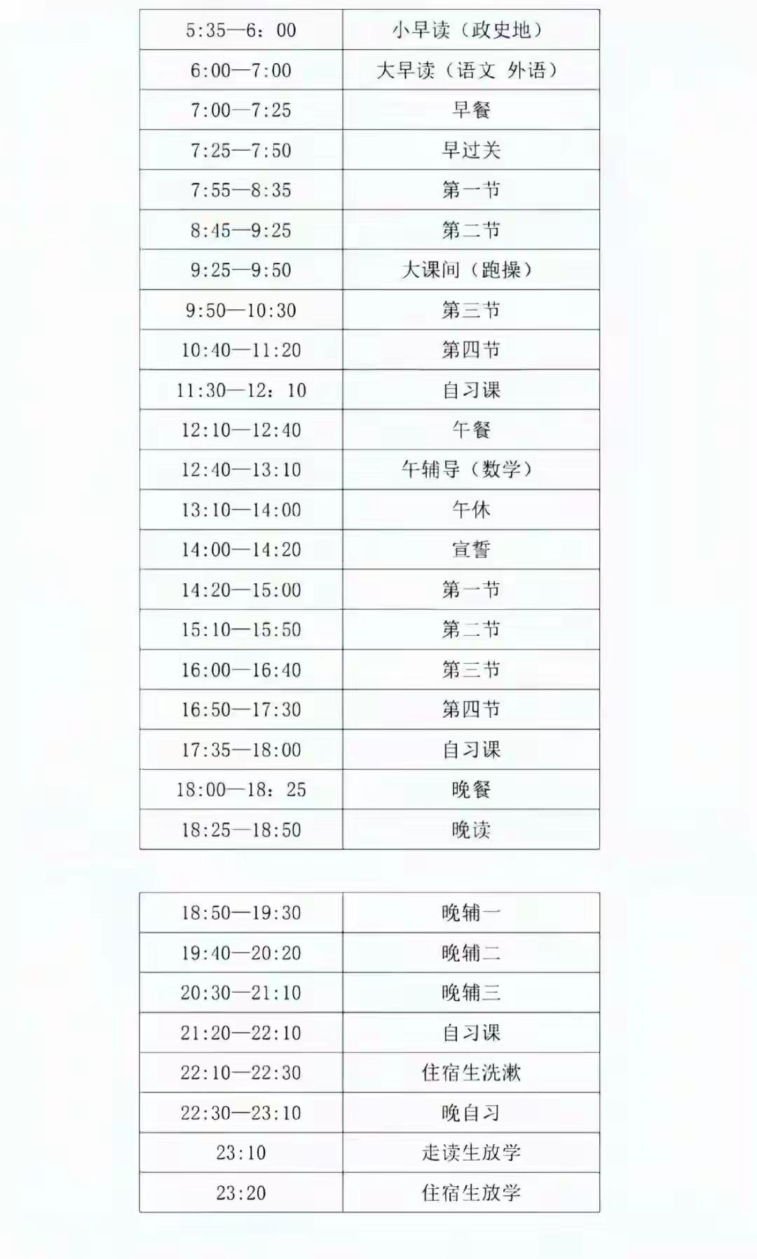 看到甘肃那所学校的作息时间表，早上五点三十五，晚上十一点二十，忽然就想起我的少年