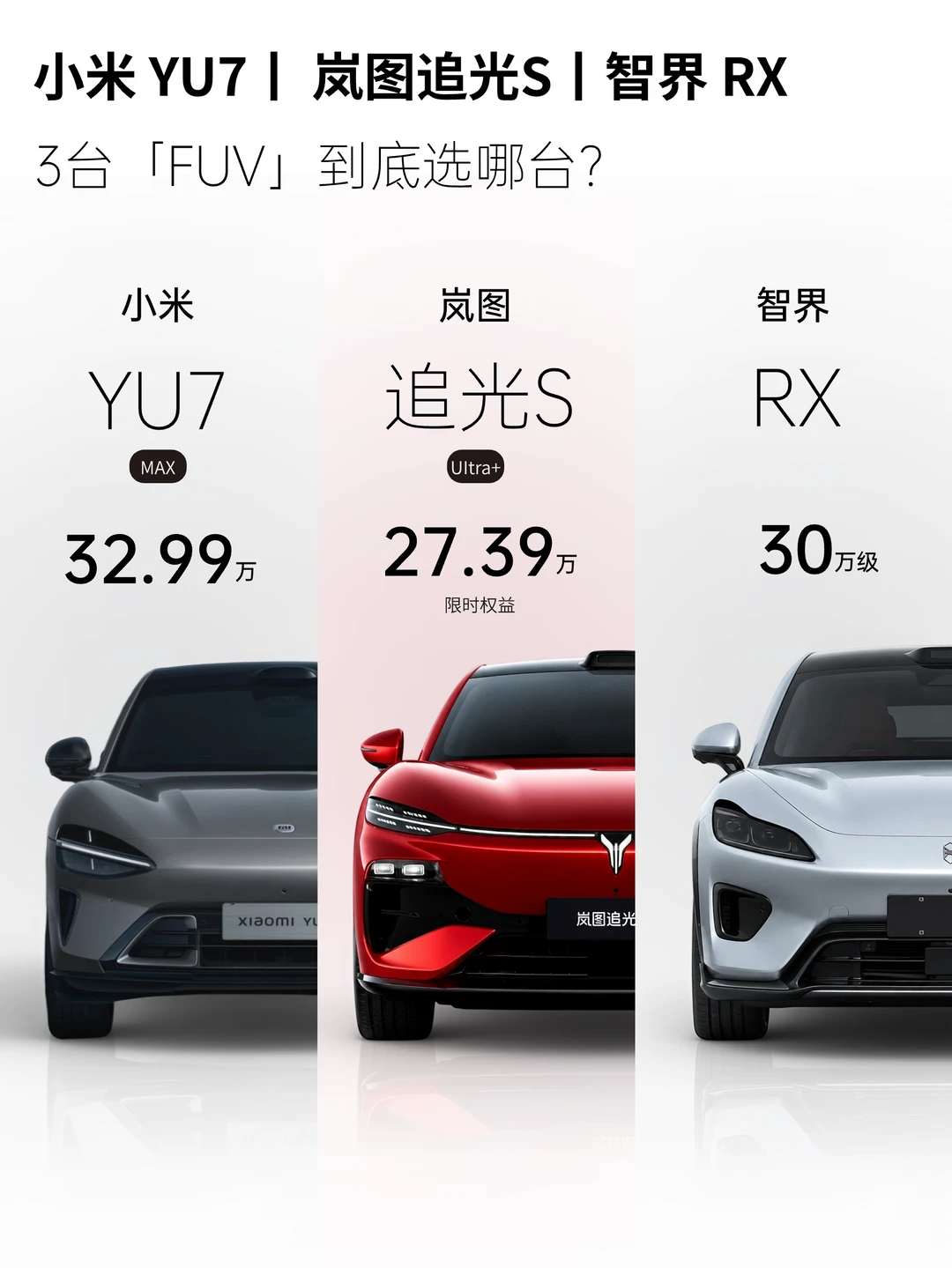 20～30万级纯电FUV，这三台选哪个？