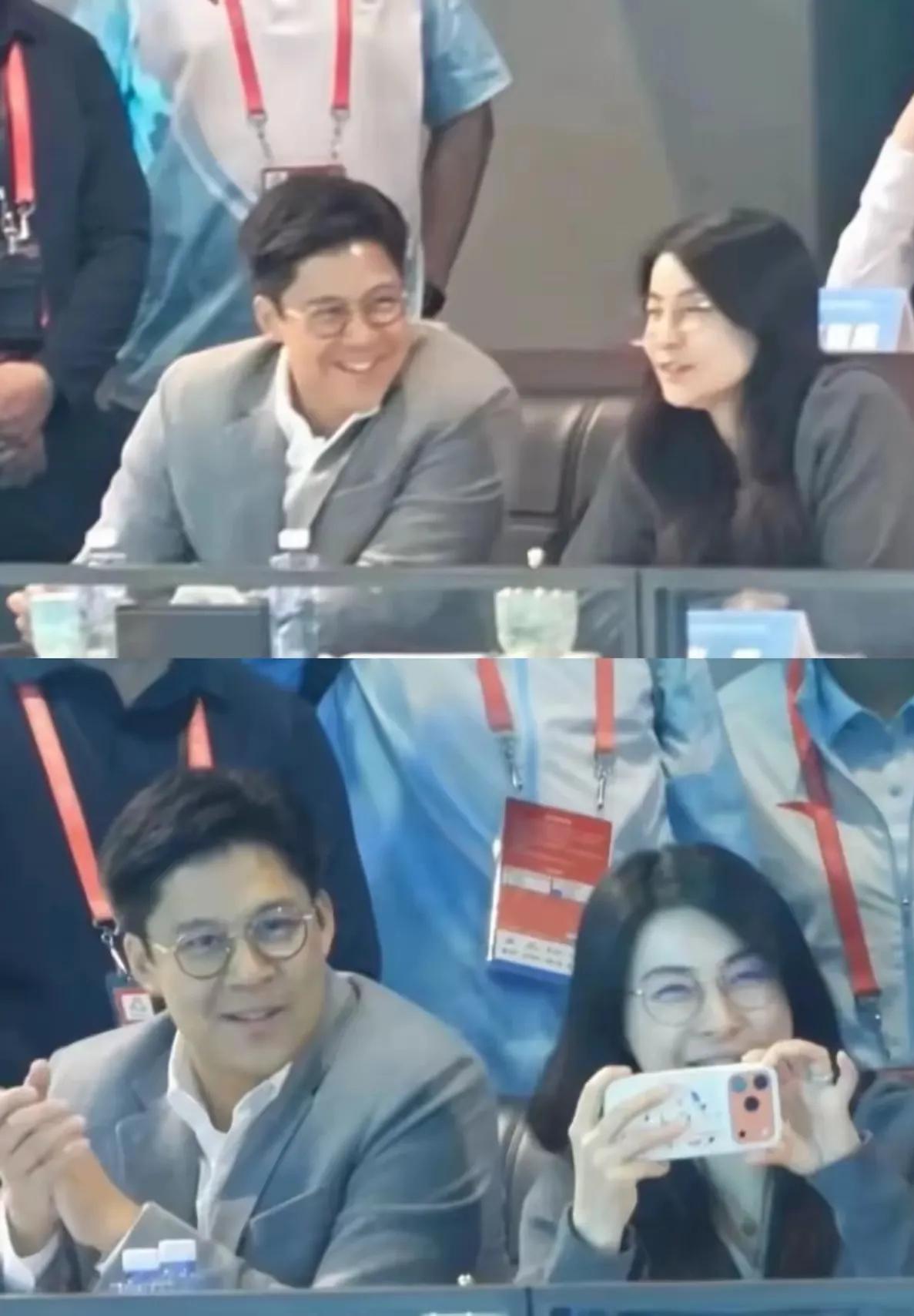 霍启刚在郭晶晶面前的“小粉丝模样”，才是豪门爱情最该有的样子！全运会现场两人举着