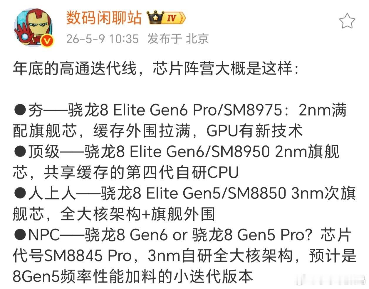 骁龙Elite和Gen到底啥逻辑，为啥现在更迷糊了！之前就说了今年骁龙正迭代是骁