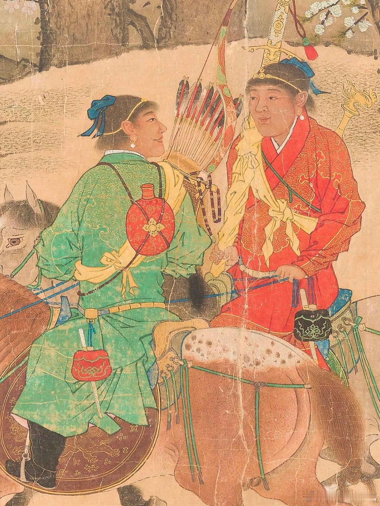 五百年前，明朝男人不仅戴耳环，还特别会穿，画面中心那位身材魁梧，被众人簇拥的人，