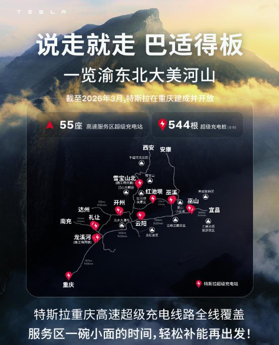 特斯拉重庆高速超充拉满，这格局真敞亮！特斯拉这回在重庆可真是下血本了，整了55