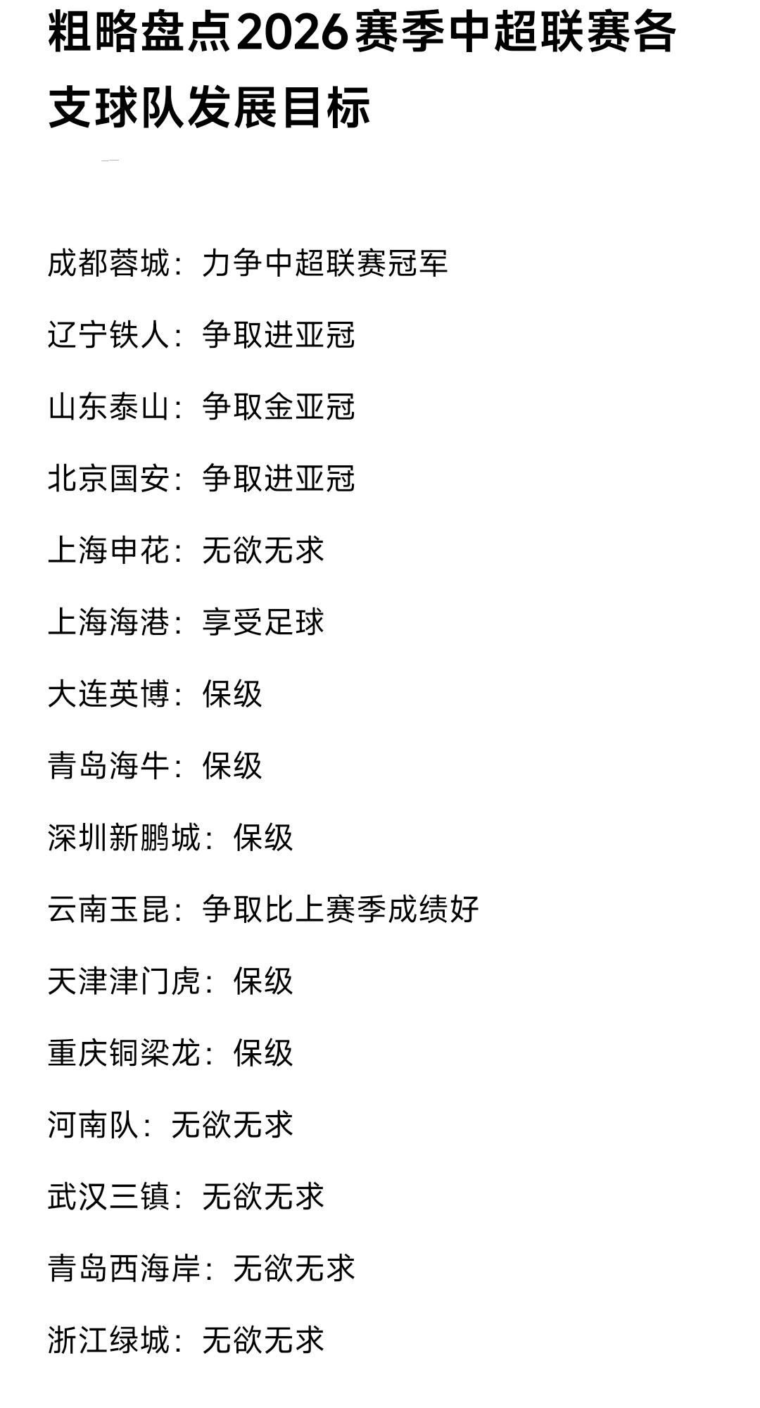 大连英博、青岛海牛、深圳新鹏城新赛季中超联赛的目标就是保级。云南玉昆这支球队稳扎
