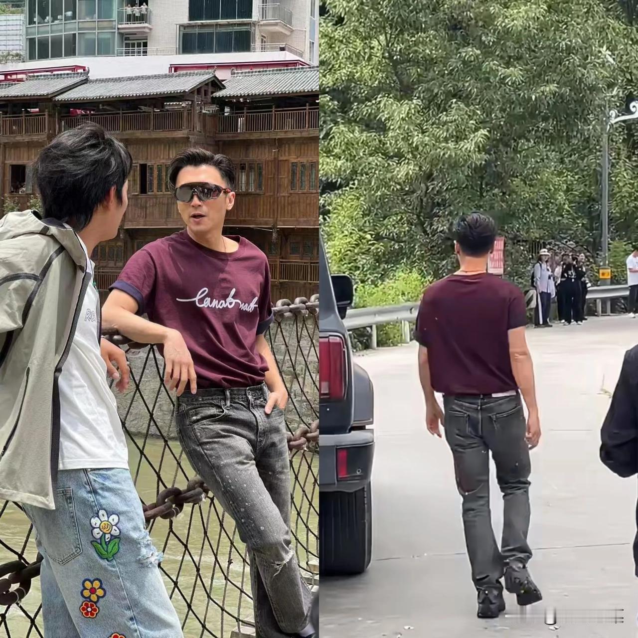 泸定桥偶遇谢霆锋丁真！谢霆锋和丁真去四川录节目了，网友在泸定桥见到了他们，44岁