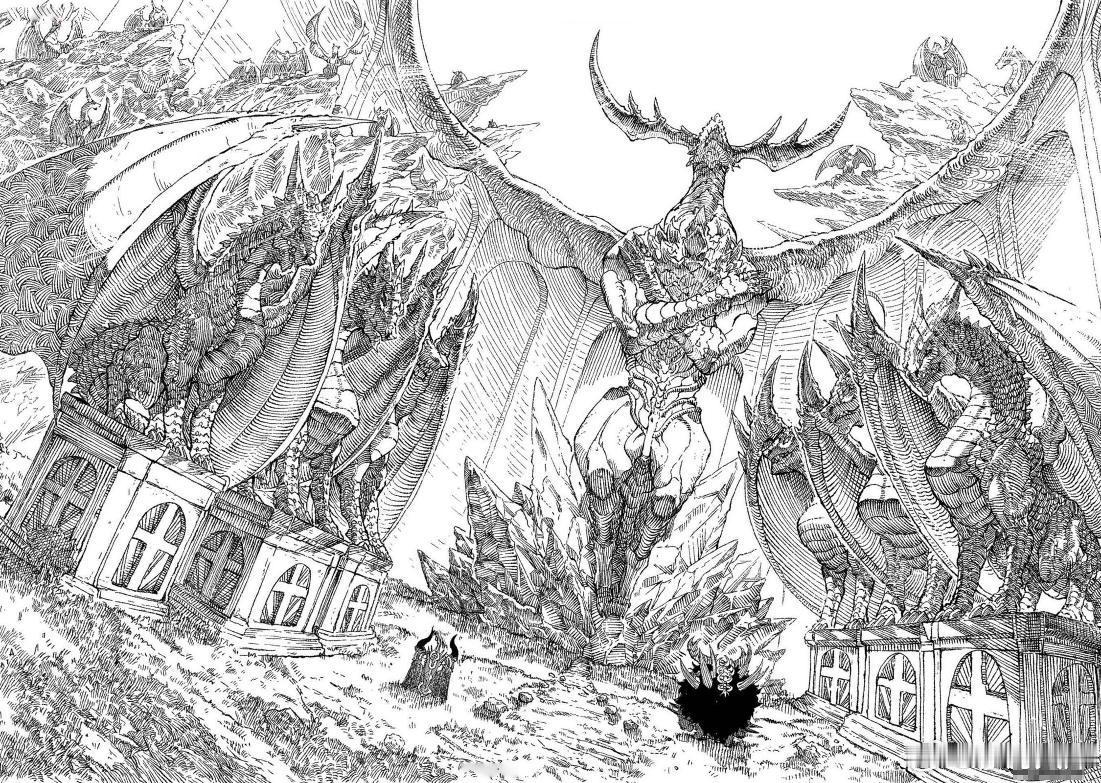 这西洋龙画得有魄力，巨物感强烈，画工不错。BY：とうろう《勇者に敗北した魔王様は