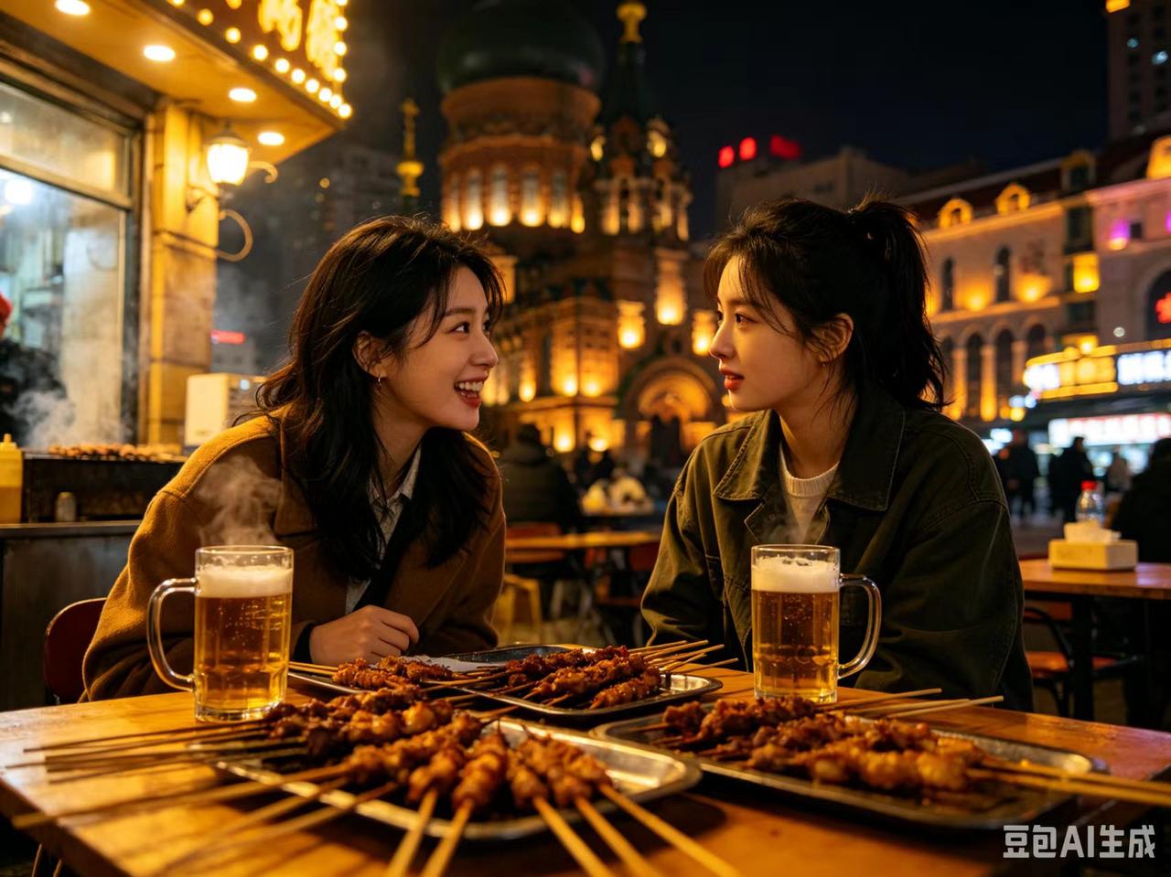 微小说《东北超》两个哈尔滨姑娘晚上凑一块儿小聚，唠着唠着就聊起了最近火出圈的