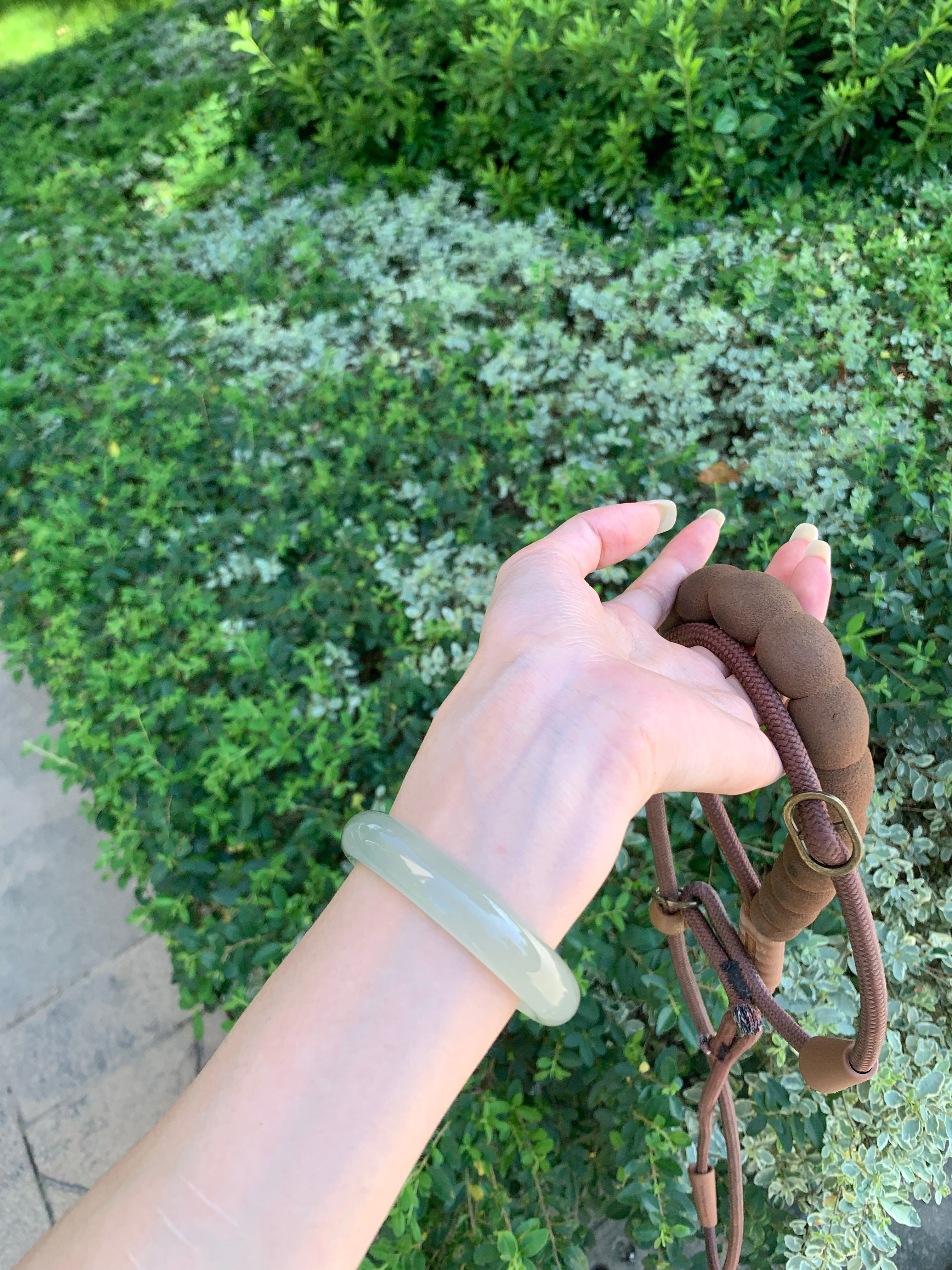 这是我目前最喜欢的手镯了，戴上好显白好清冷，出门遛狗狂拍100张的程度话说回来天
