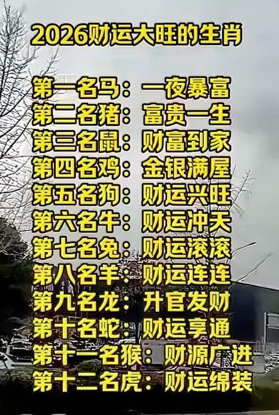 2026年财运大旺的生肖