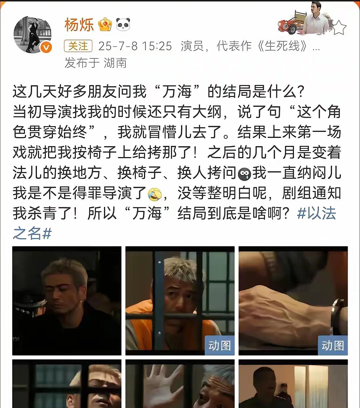 看《以法之名》被杨烁的万海逗乐了！杨烁：导演我是男一吗？导演：不是。