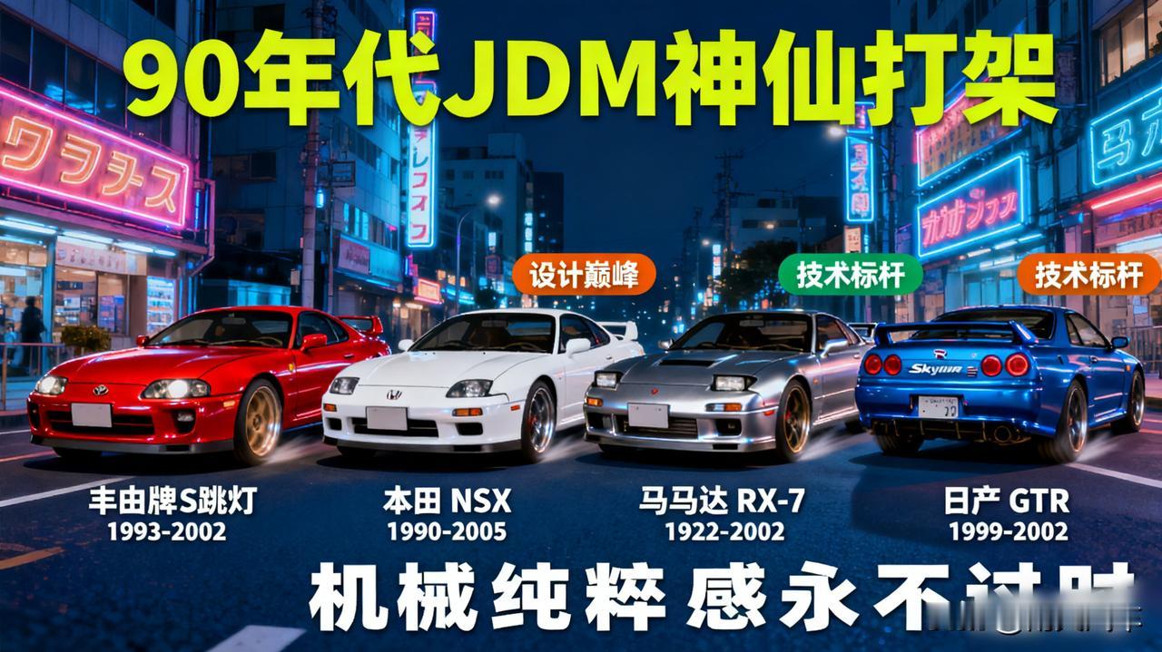 最经典的JDM90年代的日本跑车，真是神仙打架！丰田Supra、本田NSX、