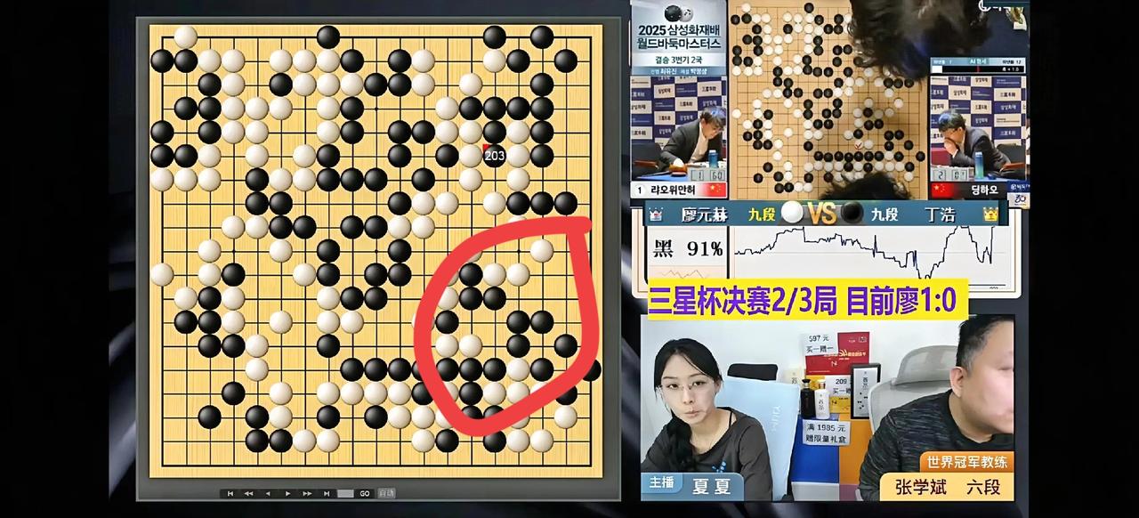 昨天中午三星杯三番棋决赛第二局，廖元赫执白对阵执黑的丁浩，在前天，廖元赫执黑中盘