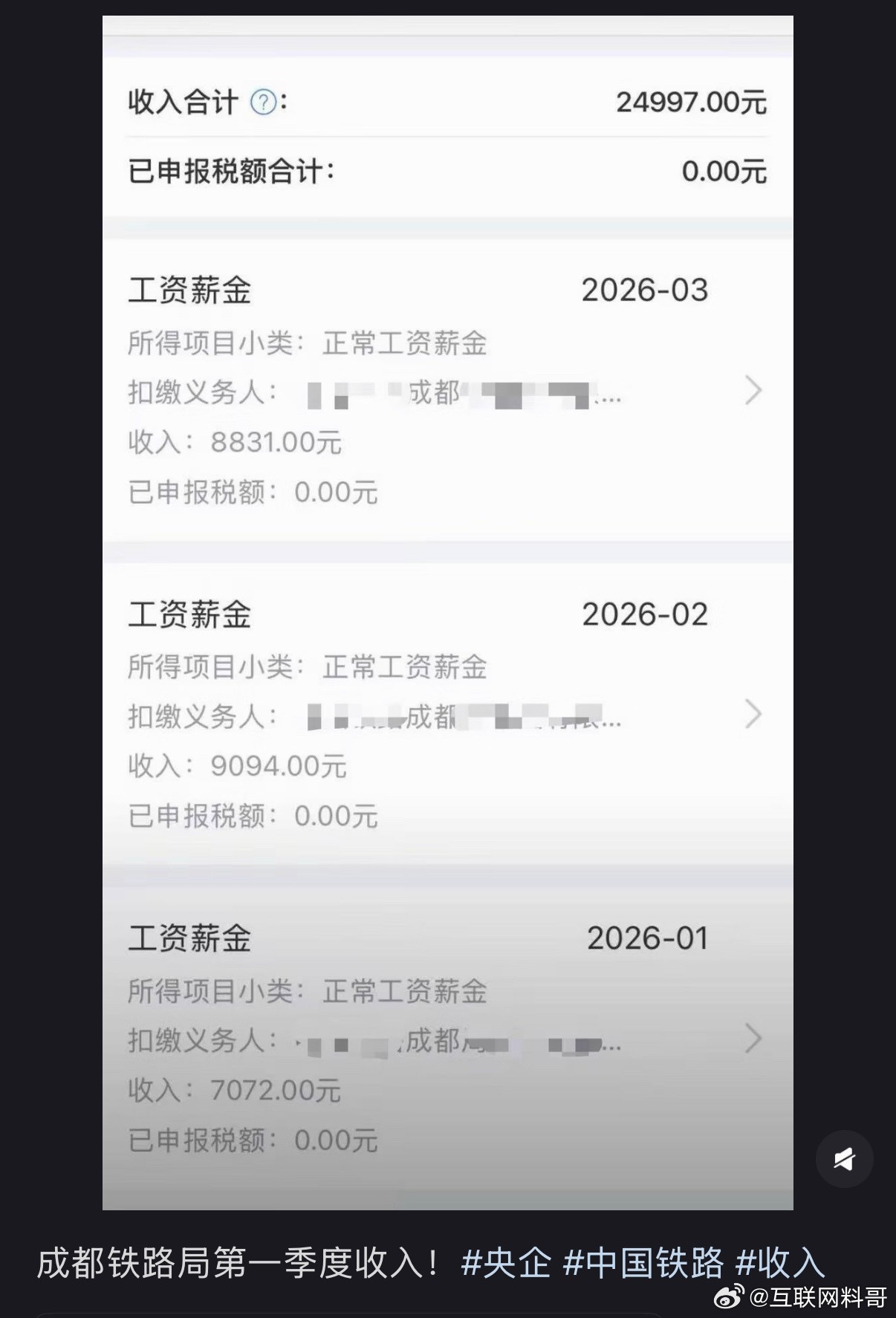 铁路局的真实工资水平是这样的。