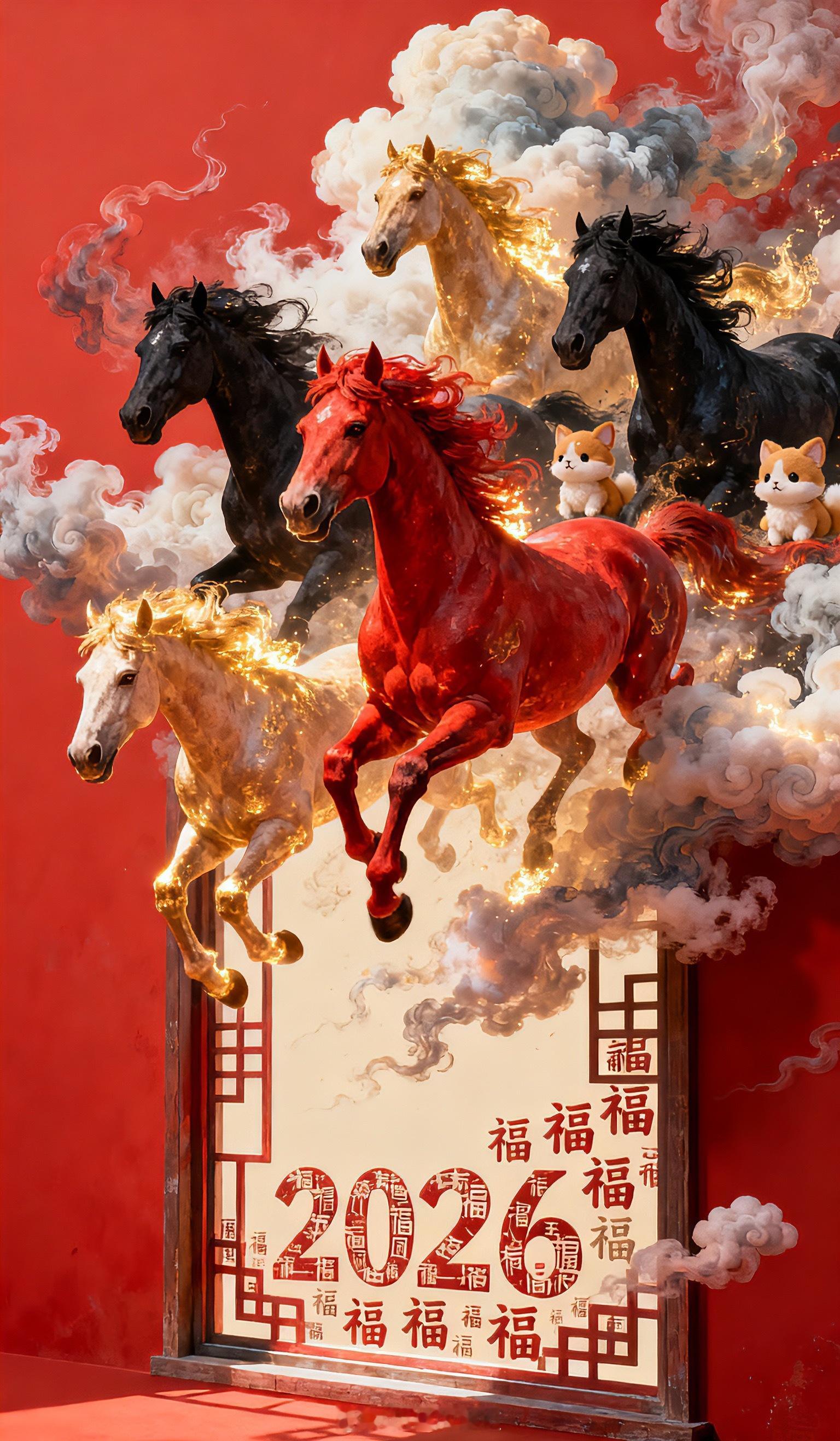 2026的好运已为你备好，刷到就是丙午马年给你的吉兆信号，金马踏云开鸿运，红马奔