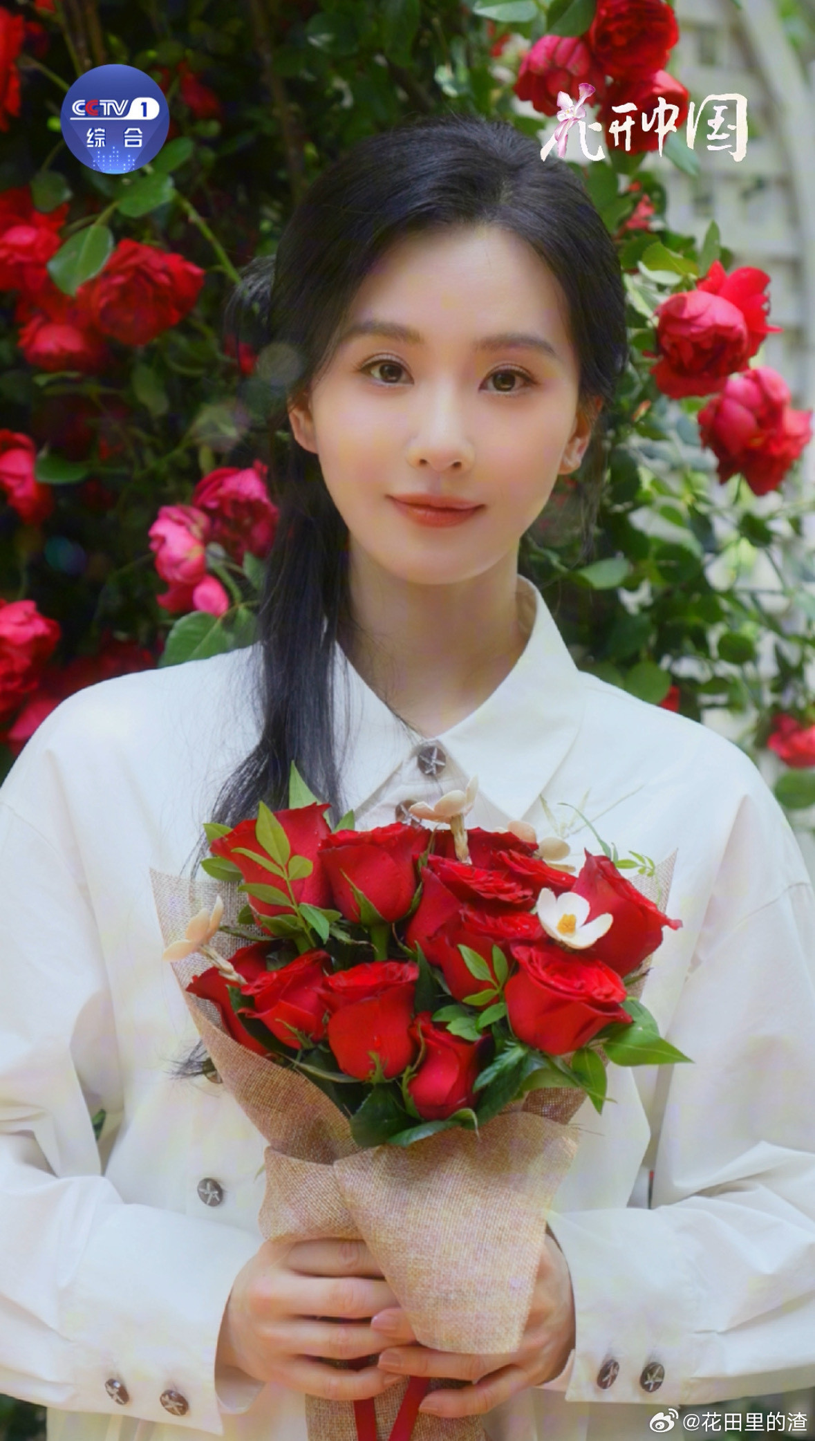 刘诗诗送我花刘诗诗与花同框的画面真是太配了，那种自然流露的亲和力和温柔，让人忍