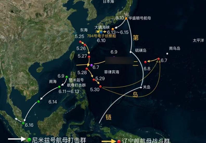 在日本外海域活动的华盛顿号航空母舰，有点形单影只！因为尼米兹航空母舰打击群，已经