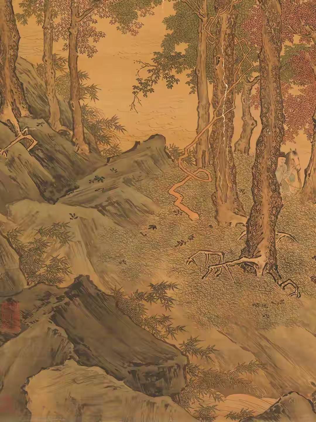 初见仇英《秋江待渡图》纯净版，心神为之凝驻。这位明代天才笔下，秋江澹荡，远山如沐