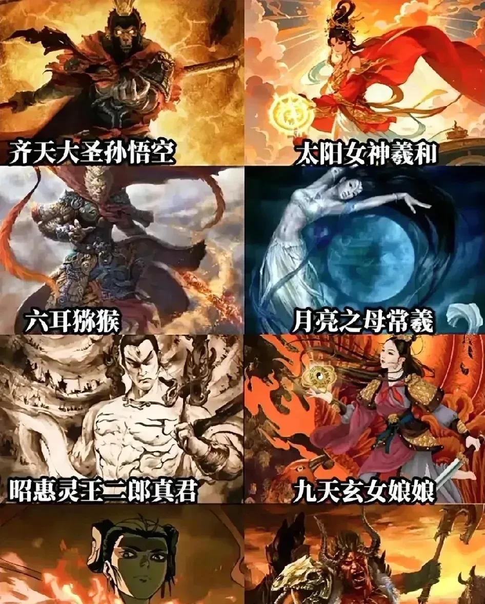 左边战力:齐天大圣孙悟空、六耳猕猴、二郎神、哪吒。战力值:99。右边战力:太阳