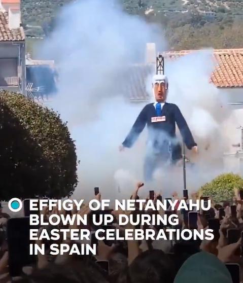 西班牙人是真的让人佩服呀！直接焚烧和炸毁代表内塔的稻草人，这是西班牙居民在复