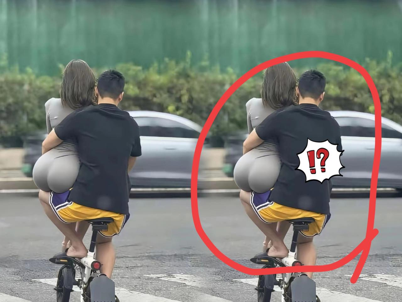 别只顾着看热闹！这张街头抓拍的照片，藏着最容易被忽略的安全隐患。男子骑着