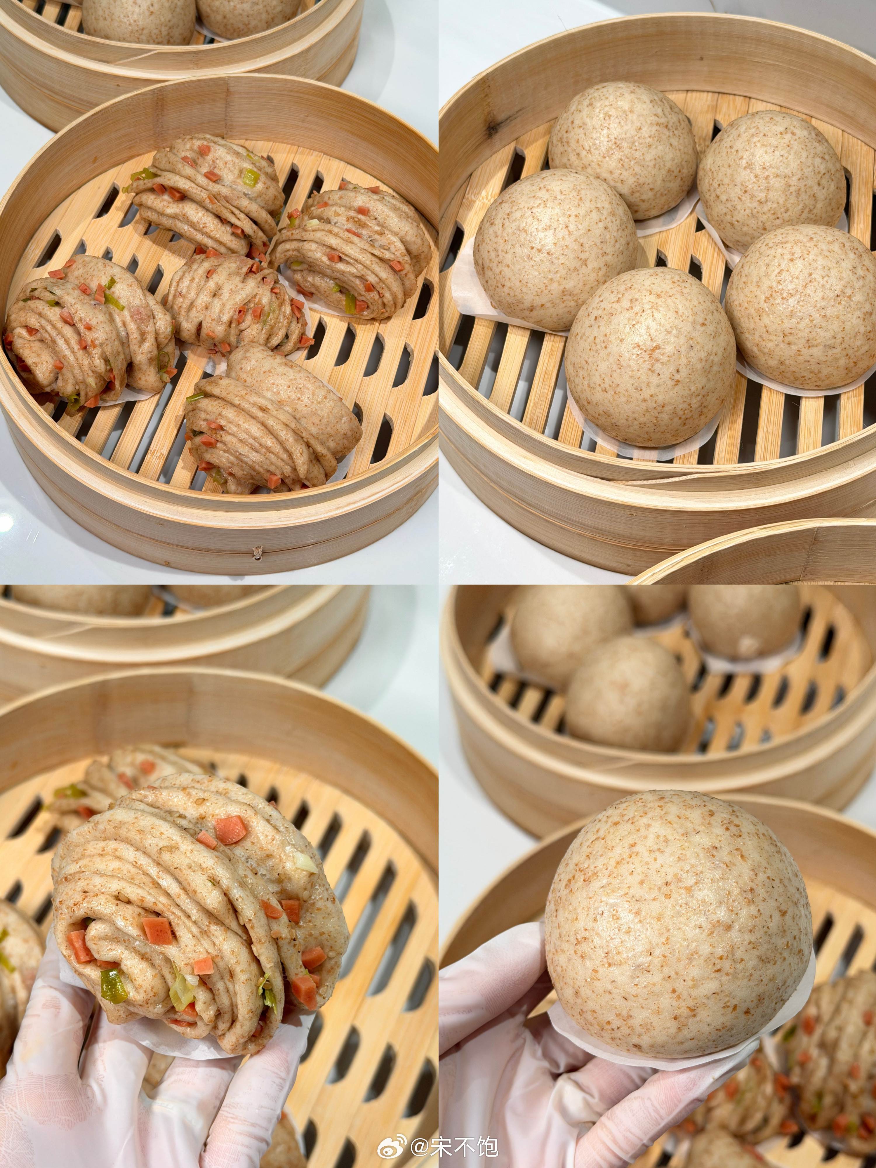 做了一锅全麦馒头和花卷，属于是预制了一些减脂期的优质碳水