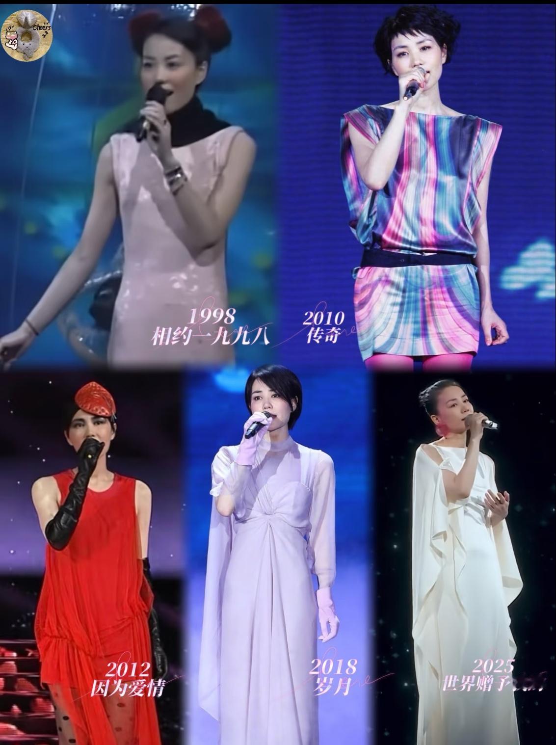 回顾王菲前面5次上春晚的造型，不得不说，变化是真的很大啊！总的来说，前后都是