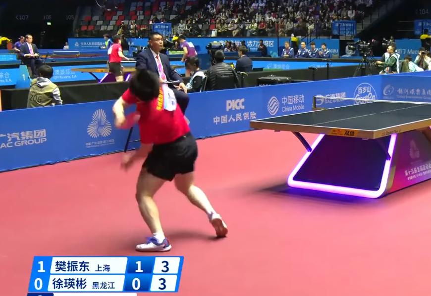 恭喜樊振东3:0赢了徐瑛彬东哥应该是疲劳了，今晚打的不兴奋，第一局东