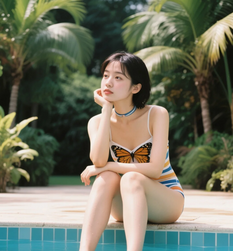 泳池延伸想象，美女与无限可能的视觉隐喻