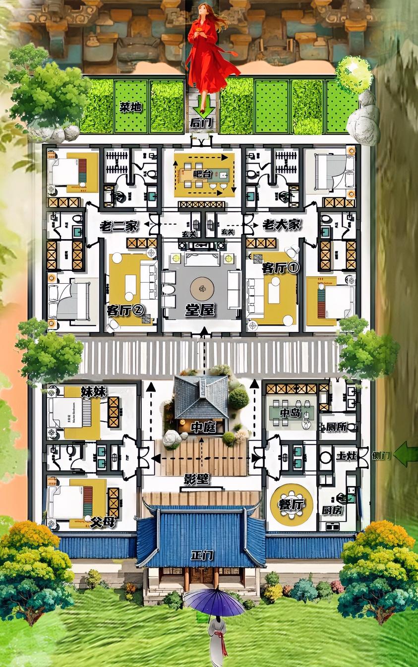 老合院，一个总让我想靠近的自建房，428㎡一如既往的谦逊，不是说二进院是天才布局