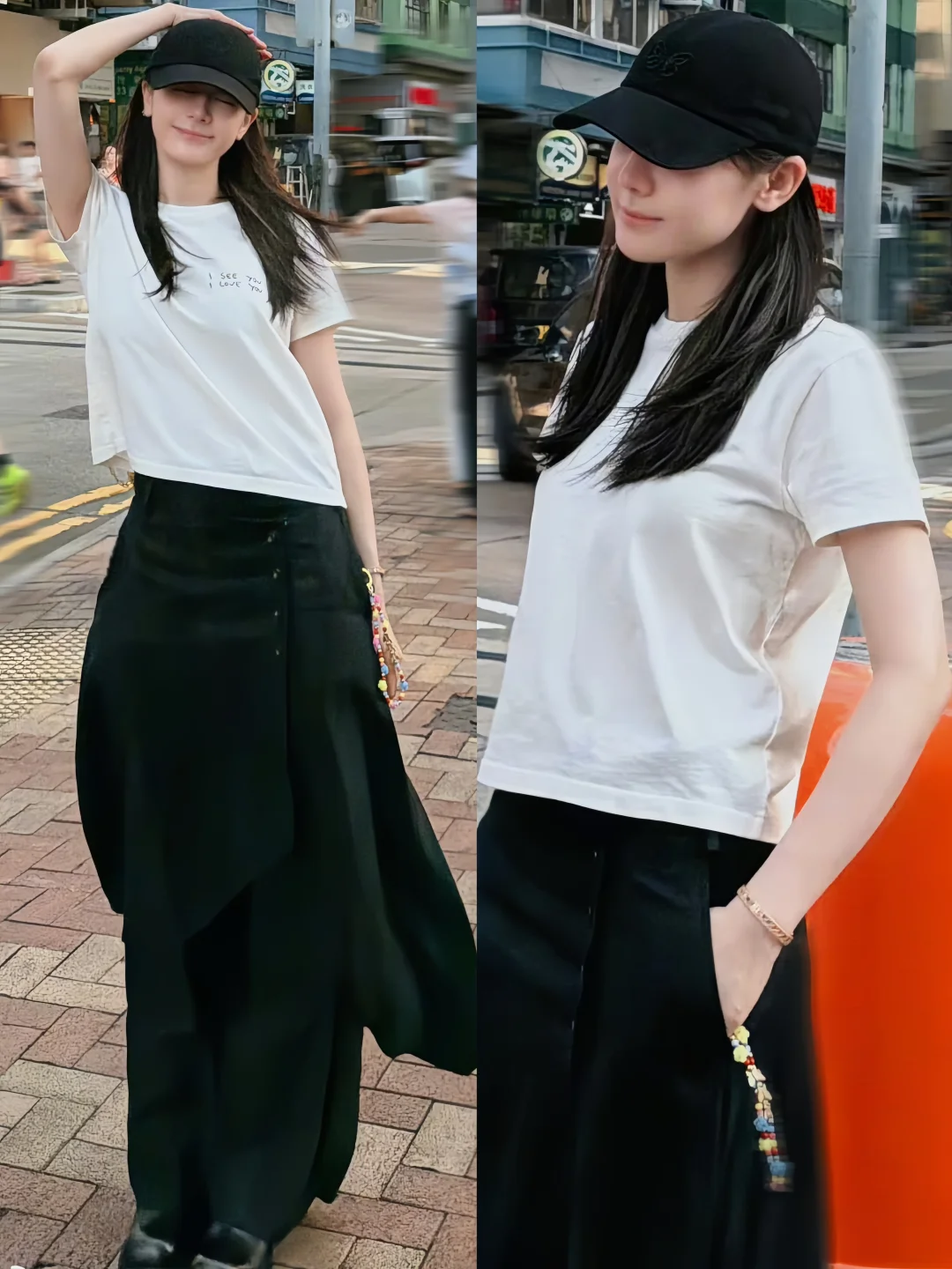 来看看热巴香港游客照，顶级大美女的松弛感