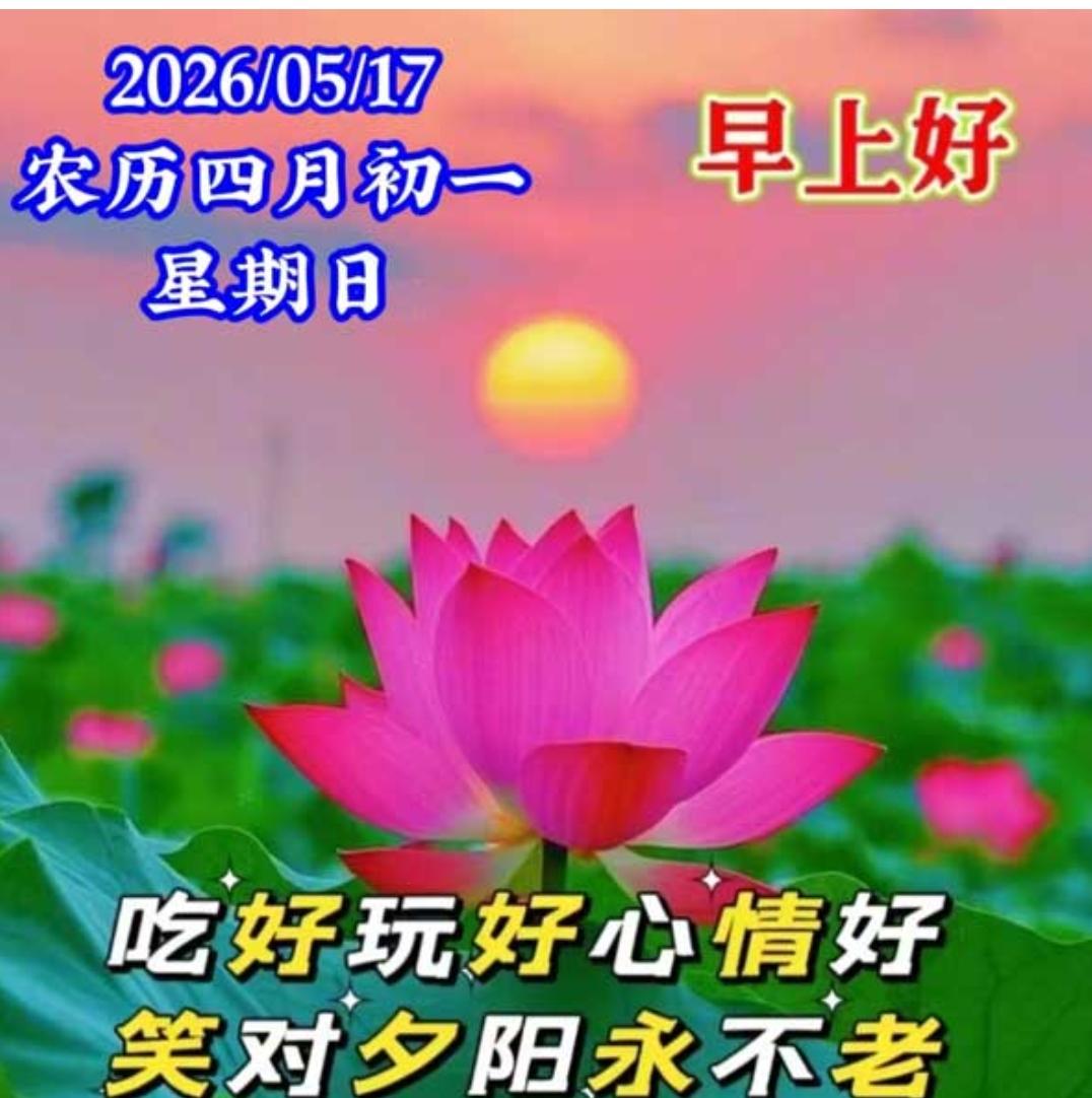 五月天，夏初长，晨风吹来花果香；瓜果甜，日子鲜，一声问候送身旁；周四到，