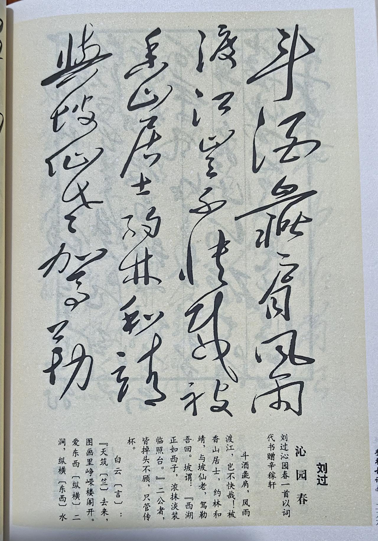 毛主席手书刘过《沁园春》（局部）赏析伟人留存的这幅行草手迹，落笔洒脱奔放，