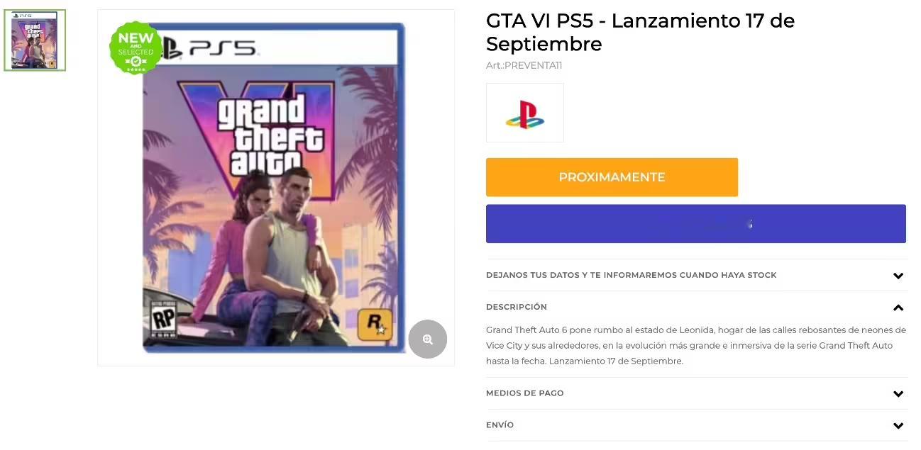 “给他爱6”真的要来了？某游戏商店显示《GTA6》将于9月17日在索尼