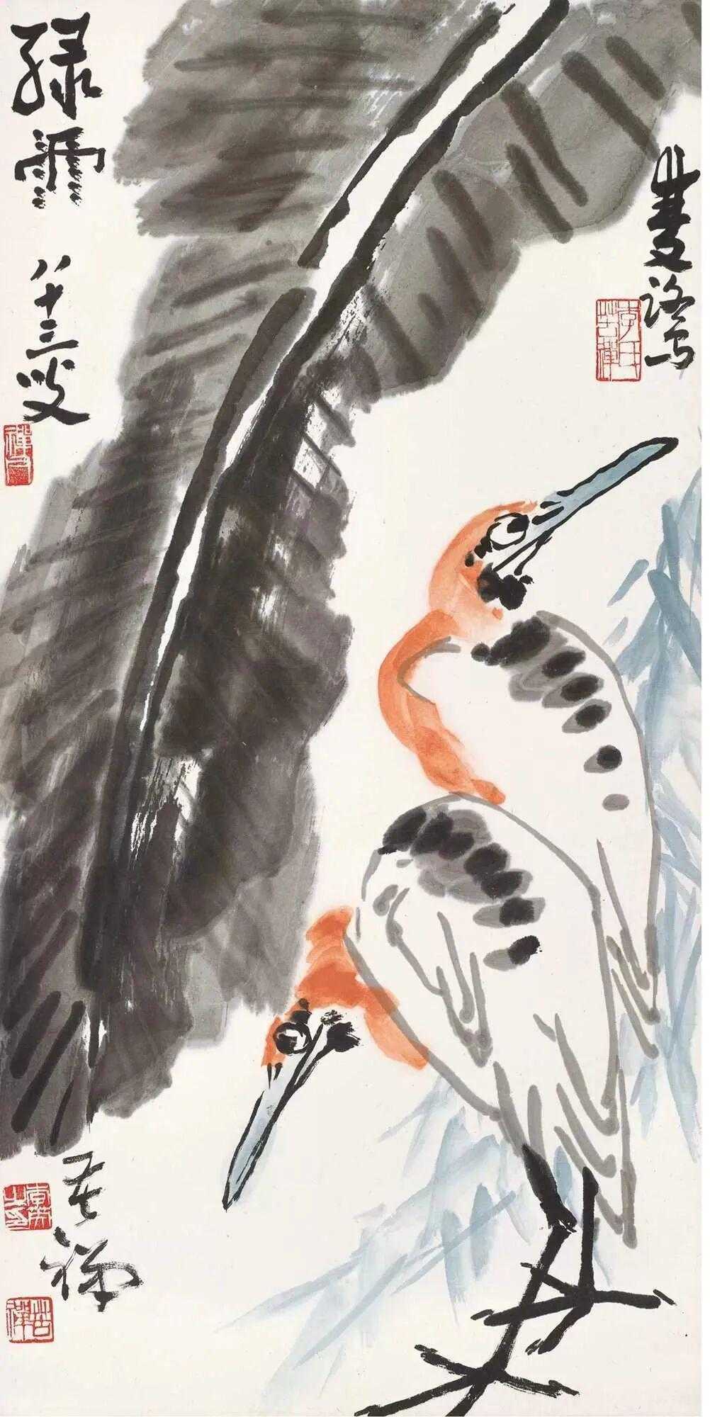 李苦禅平和博大，对传统写意画有深刻的研究，早期作品受白石先生影响，其后力追青藤、