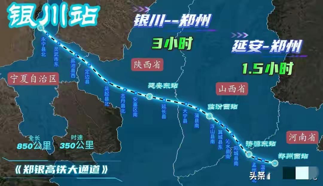 我国中西部将新增一条高速铁路大动脉，全长约850公里，自河南郑州直达宁夏银川，将