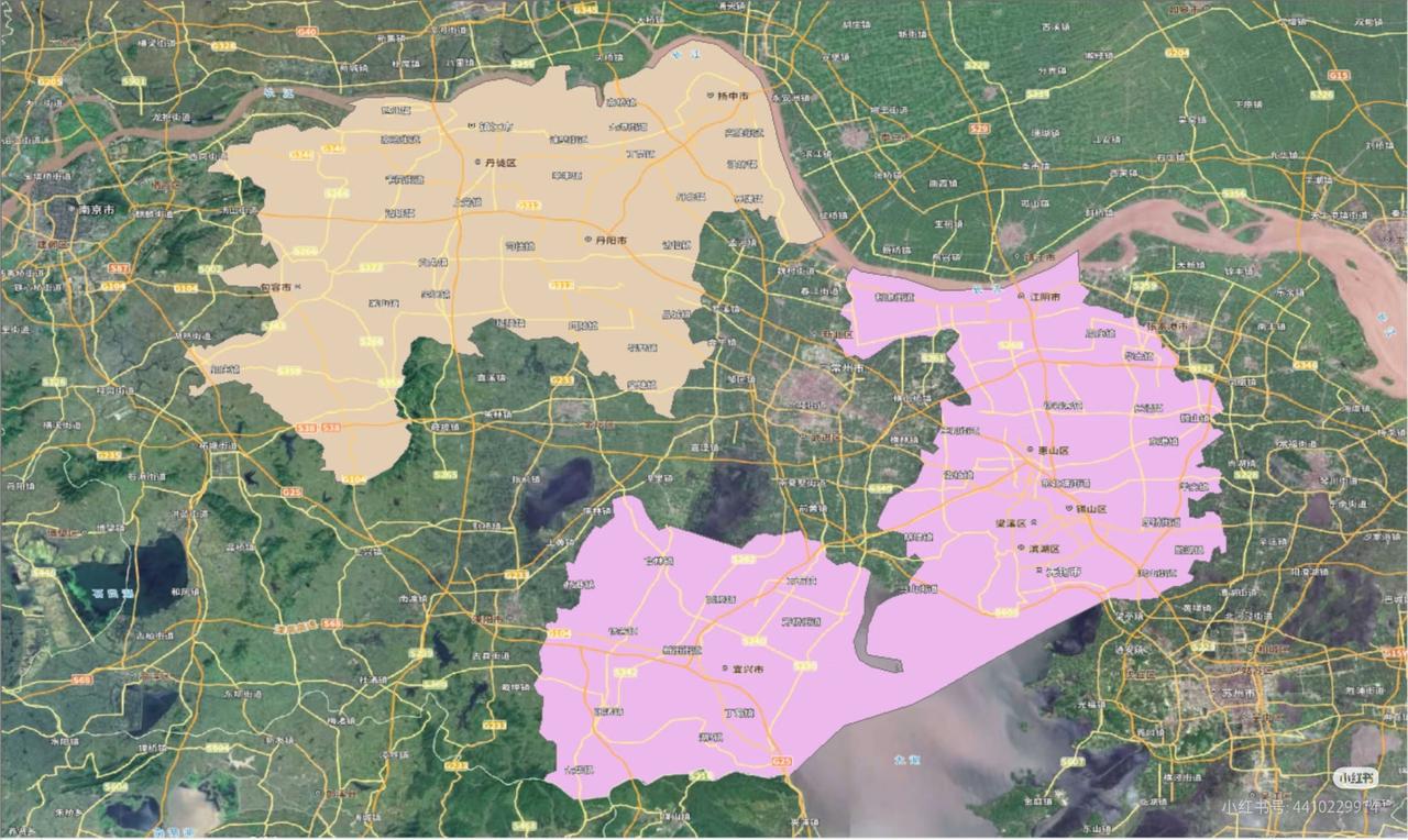 江苏镇江跟无锡不仅隔得近，还长得像，难道几千年前是挨在一块的吗？地壳运动后才分开